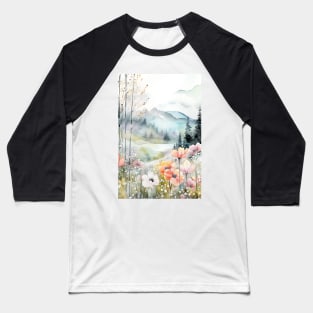 Boreal watercolor colorful wild flowers meadow Baseball T-Shirt